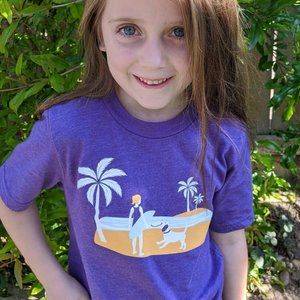 Fetch The Sun Girl's Surf T-Shirt | Heather Purple Summer Clothes, Dog Lover Tee